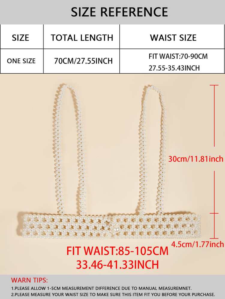 Faux Pearl Harness Belt - White - View 6