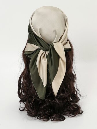 1 pieza Bufanda de moda de dos tonos de satén, turbante para la cabeza para mujeres - Sombrero suave para quimioterapia, pañuelo para la cabeza, gorra hiyab y pañuelo, ideal para vestir tu apariencia