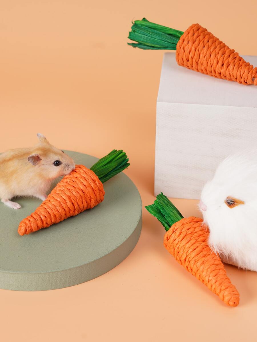 Rabbit Chew Toy, Carrot Woven Toy, Interactive Toy - Multicolor - View 1