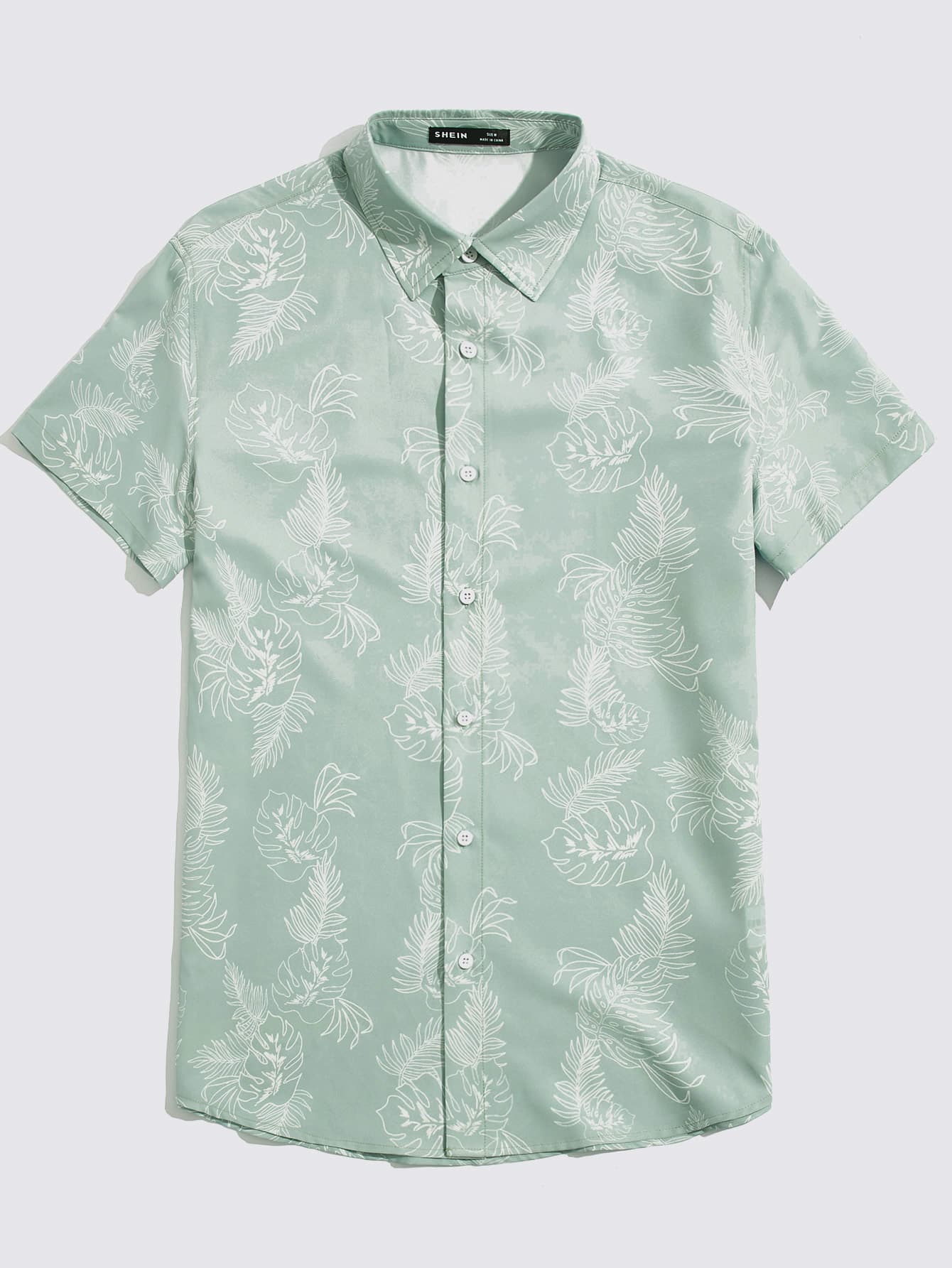GENTILAND Men Tropical Print Shirt - Mint Green - View 1
