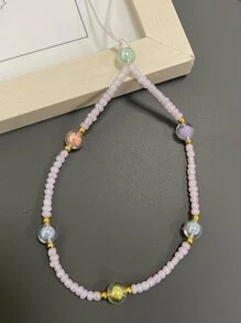 Random Color Beaded Phone Lanyard - Multicolor - View 2