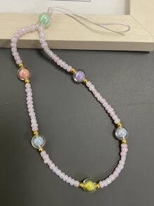 Random Color Beaded Phone Lanyard - Multicolor - View 4