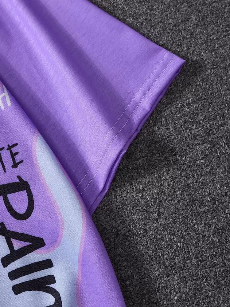 Manfinity EMRG Homme T-shirt à imprimé graffiti - Lilas - Voir 4