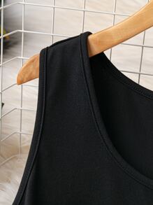 SHEIN LUNE Plus Ditsy Floral Scoop Neck Dress - Black - View 3