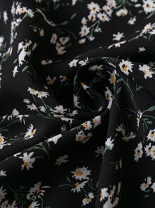 SHEIN LUNE Plus Ditsy Floral Scoop Neck Dress - Black - View 4