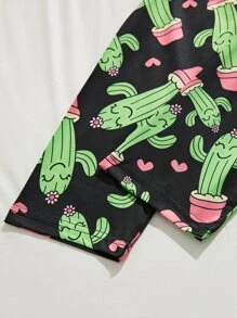 字母和卡通圖案家居服套裝 - 黑色 - 查看 3