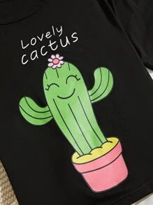 字母和卡通圖案家居服套裝 - 黑色 - 查看 5