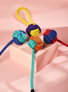 nicovaer 1入組隨機色狗玩具帶編織繩和打結,耐用交互咀嚼玩具適用於日常播放時間,戶外運動 - 彩色 - 查看 2