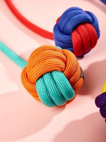 nicovaer 1入組隨機色狗玩具帶編織繩和打結,耐用交互咀嚼玩具適用於日常播放時間,戶外運動 - 彩色 - 查看 4