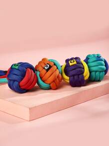 nicovaer 1入組隨機色狗玩具帶編織繩和打結,耐用交互咀嚼玩具適用於日常播放時間,戶外運動 - 彩色 - 查看 5