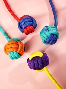 nicovaer 1入組隨機色狗玩具帶編織繩和打結,耐用交互咀嚼玩具適用於日常播放時間,戶外運動 - 彩色 - 查看 6