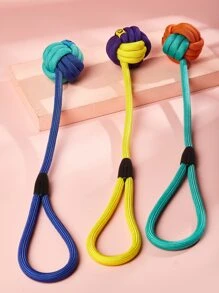 nicovaer 1入組隨機色狗玩具帶編織繩和打結,耐用交互咀嚼玩具適用於日常播放時間,戶外運動 - 彩色 - 查看 7