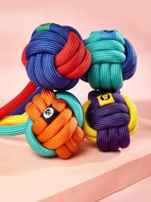 nicovaer 1入組隨機色狗玩具帶編織繩和打結,耐用交互咀嚼玩具適用於日常播放時間,戶外運動 - 彩色 - 查看 8