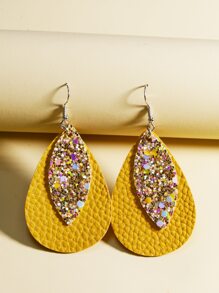 Sequin Decor Layered Water Drop Earrings - Multicolor - View 1