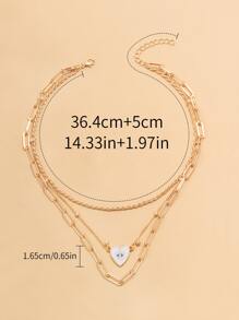 眼睛細節心形墜飾多層次項鍊