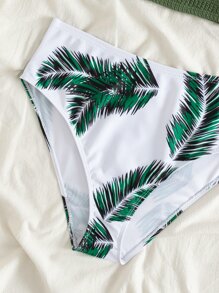 SHEIN Teen Girls Tropical Print Cut Out One Shoulder Bikini Set Summer Beach - Multicolor - View 4