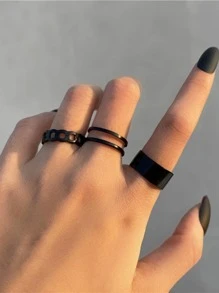 3 chiếc nhẫn rỗng - màu đen - Xem 1