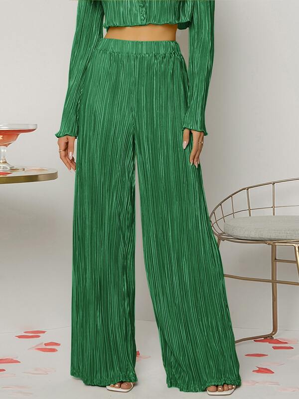 SHEIN BAE Wide Leg Plisse Pants SHEIN USA