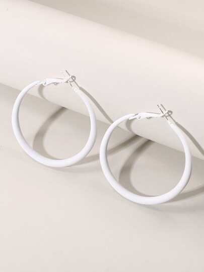 1pair European And American Style Round Geometric Spray Painted Openwork Earrings For Women, Great For Festival Gift And Daily Wear