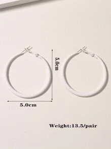 1pair European And American Style Round Geometric Spray Painted Openwork Earrings For Women, Great For Festival Gift And Daily Wear - White - View 3