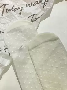 DAZY Polka Dot Print Crew Socks - White - View 8