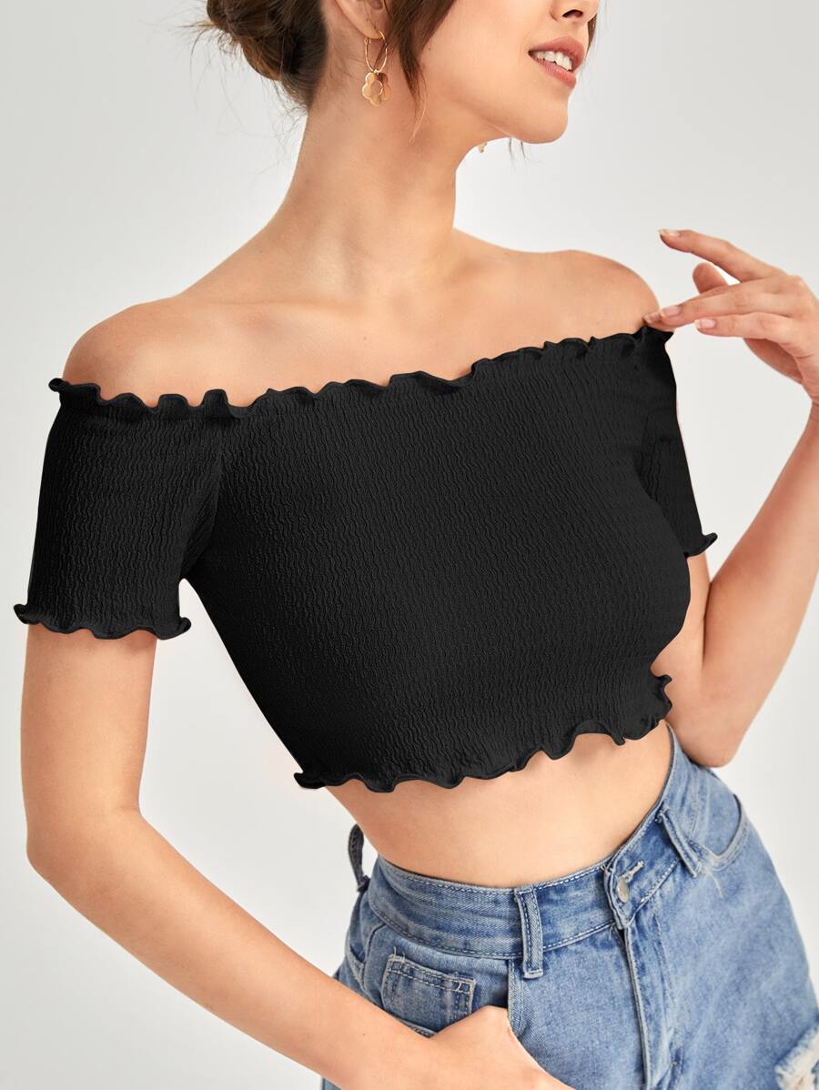 Soleia Áo thun lệch vai xà lách, đi chơi - màu đen - Xem 1