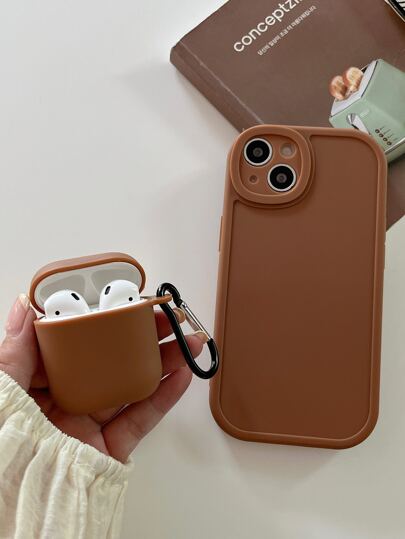 1個實色手機殼＆1個與iPhone 11，iPhone 13，iPhone 14 Pro Max兼容的Airpods盒