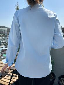 DAZY Áo sơ mi Nút phía trước - Màu xanh nhạt - Xem 7