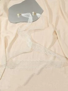 Cinturón de cordón con diseño de perla artificial - Blanco - Ver 2