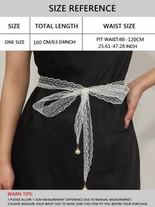 Cinturón de cordón con diseño de perla artificial - Blanco - Ver 3