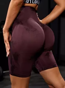 Powerista Seamless Tie Dye Sports Shorts Stretchy ShortsWomen Sweat Short, Gym Short, Biker Short - Maroon - View 1