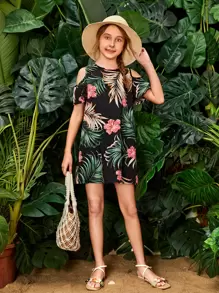 SHEIN Leap Crew Đầm Gái Nhiệt đới Boho - Nhiều màu - Xem 5