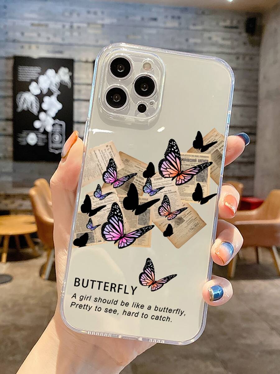 Funda de teléfono transparente con diseño de mariposa, versión internacional, no la versión nacional - Multicolor - Ver 1