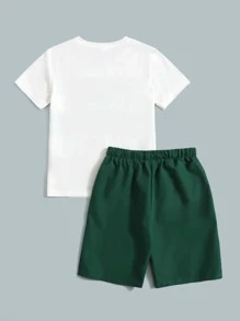 SHEIN Boys Tropical Print Top & Shorts Set - Multicolor - View 2