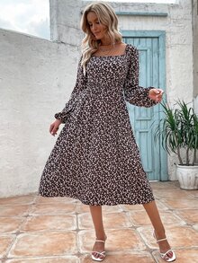 SHEIN VCAY 小碎花繫帶連衣裙 - 彩色 - 查看 5