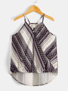 Girls Ditsy Floral Asymmetrical Hem Tank Top - Multicolor - View 1