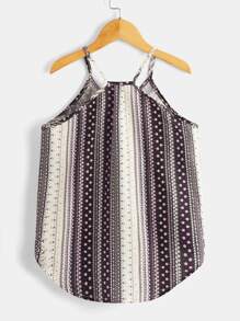 Girls Ditsy Floral Asymmetrical Hem Tank Top - Multicolor - View 2