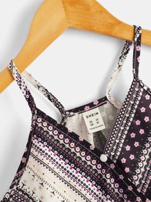 Girls Ditsy Floral Asymmetrical Hem Tank Top - Multicolor - View 3