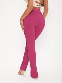 SHEIN SXY High Waist Split Hem Trousers - Hot Pink - View 2