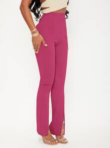 SHEIN SXY High Waist Split Hem Trousers - Hot Pink - View 4