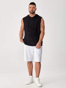 GENTILAND 男士腰部抽繩牛仔短褲 - 白色 - 查看 5