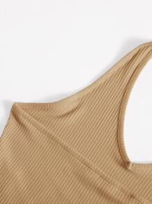 SHEIN Unity Rib-Knit Crop Halter Top - Apricot - View 4