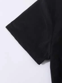 SHEIN LUNE Áo thun nữ Con số Loại bướm Giải trí - màu đen - Xem 3