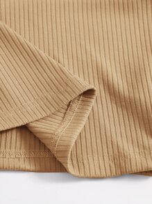 SHEIN Unity Rib-Knit Crop Halter Top - Apricot - View 6