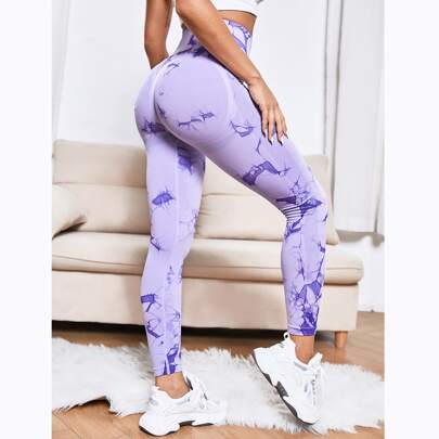 Seamless Tie Dye Wide Waistband Sports Leggings