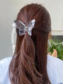DAZY Butterfly Shaped Hair Claw - White - View 6
