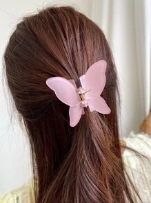 DAZY 蝴蝶形狀的髮夾，可愛風格 - 粉色 - 查看 1