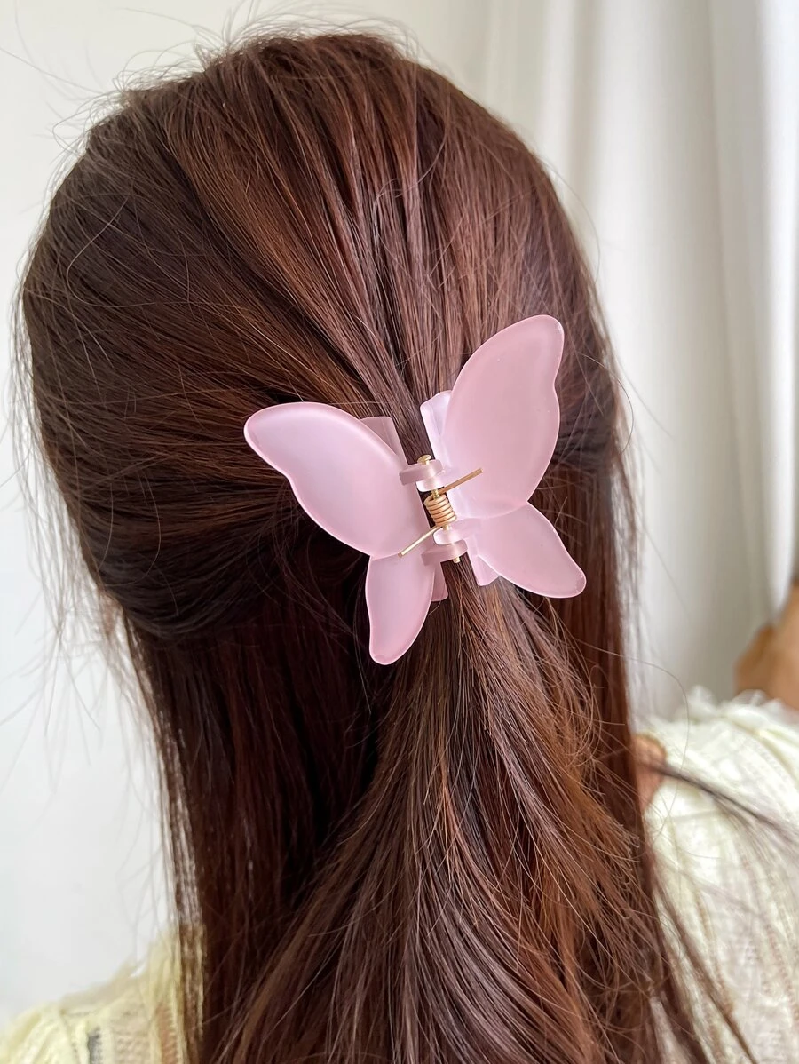 DAZY 蝴蝶形狀的髮夾，可愛風格 - 粉色 - 查看 1