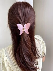 DAZY 蝴蝶形狀的髮夾，可愛風格 - 粉色 - 查看 4