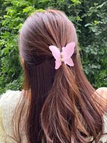 DAZY 蝴蝶形狀的髮夾，可愛風格 - 粉色 - 查看 6